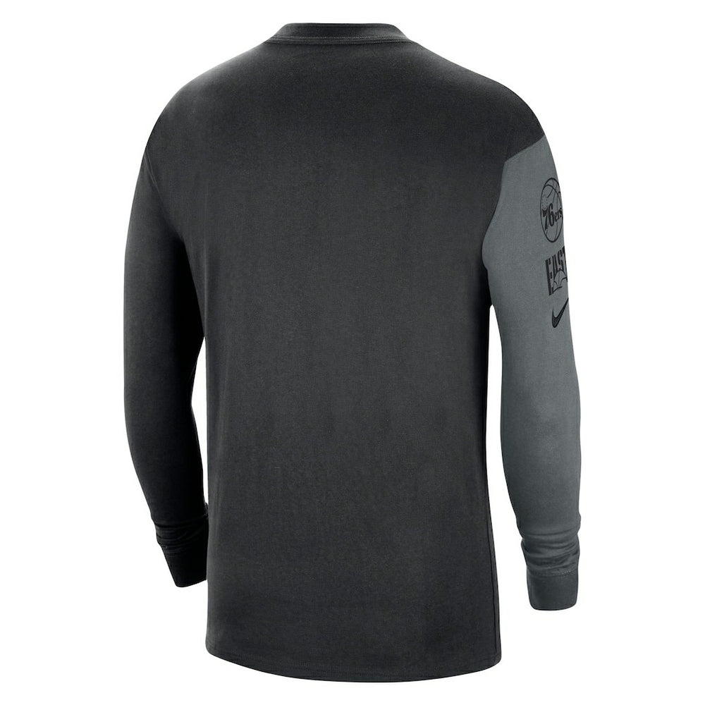 Philadelphia 76ers Courtside Versus Flight MAX90 Long Sleeve T-Shirt Black | Nike US