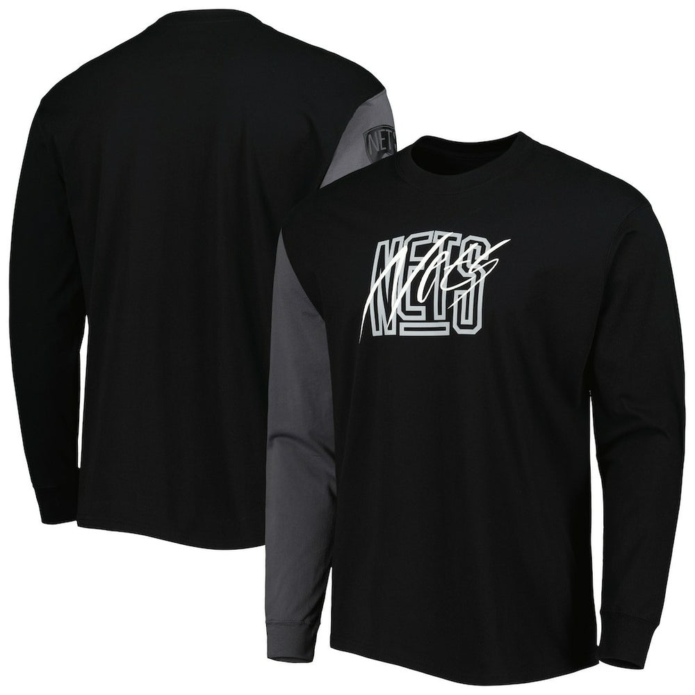 Brooklyn Nets Courtside Versus Flight MAX90 Long Sleeve T-Shirt Black | Nike Near Me