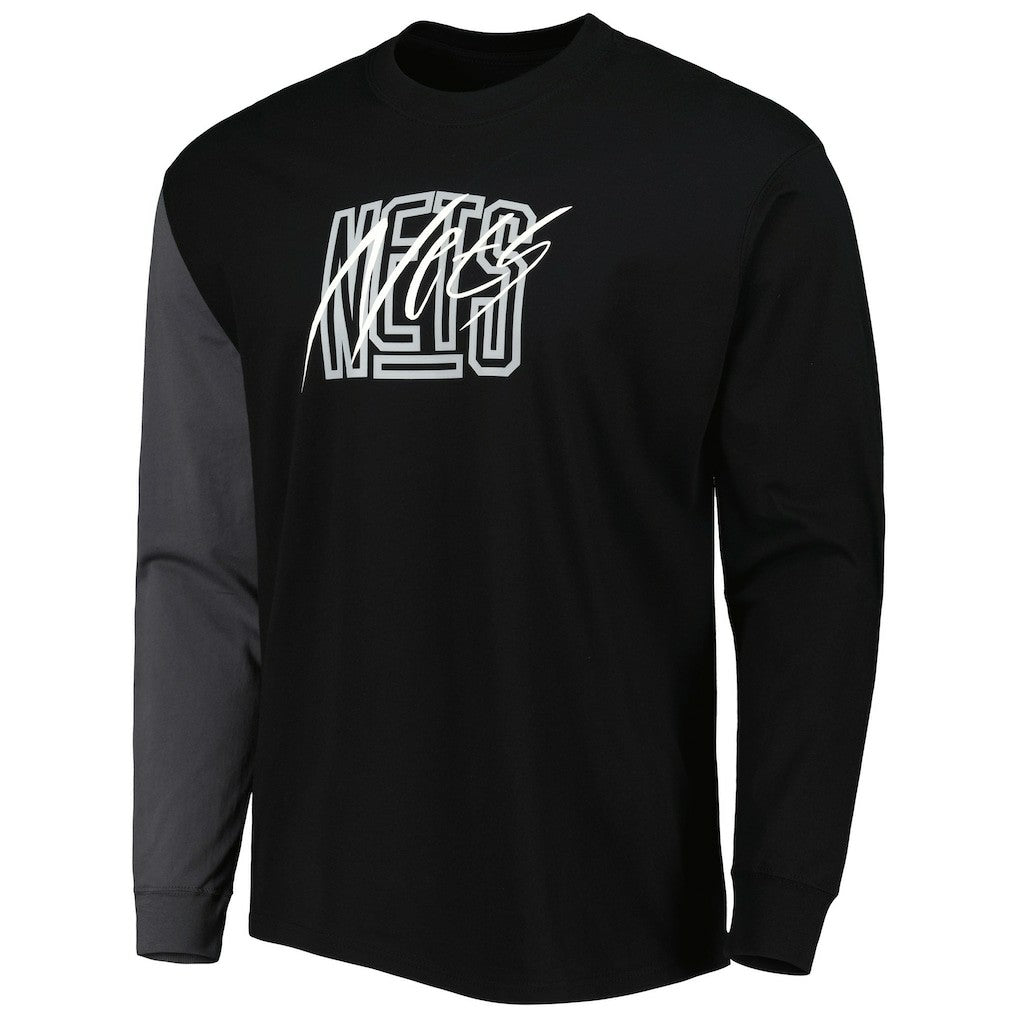 Brooklyn Nets Courtside Versus Flight MAX90 Long Sleeve T-Shirt Black | Nike Near Me