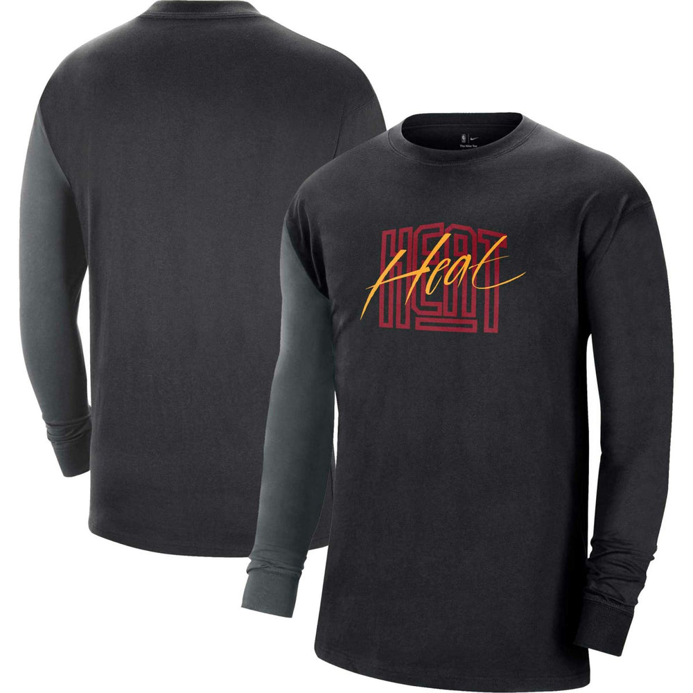 Miami Heat Courtside Versus Flight MAX90 Long Sleeve T-Shirt Black | Nike US