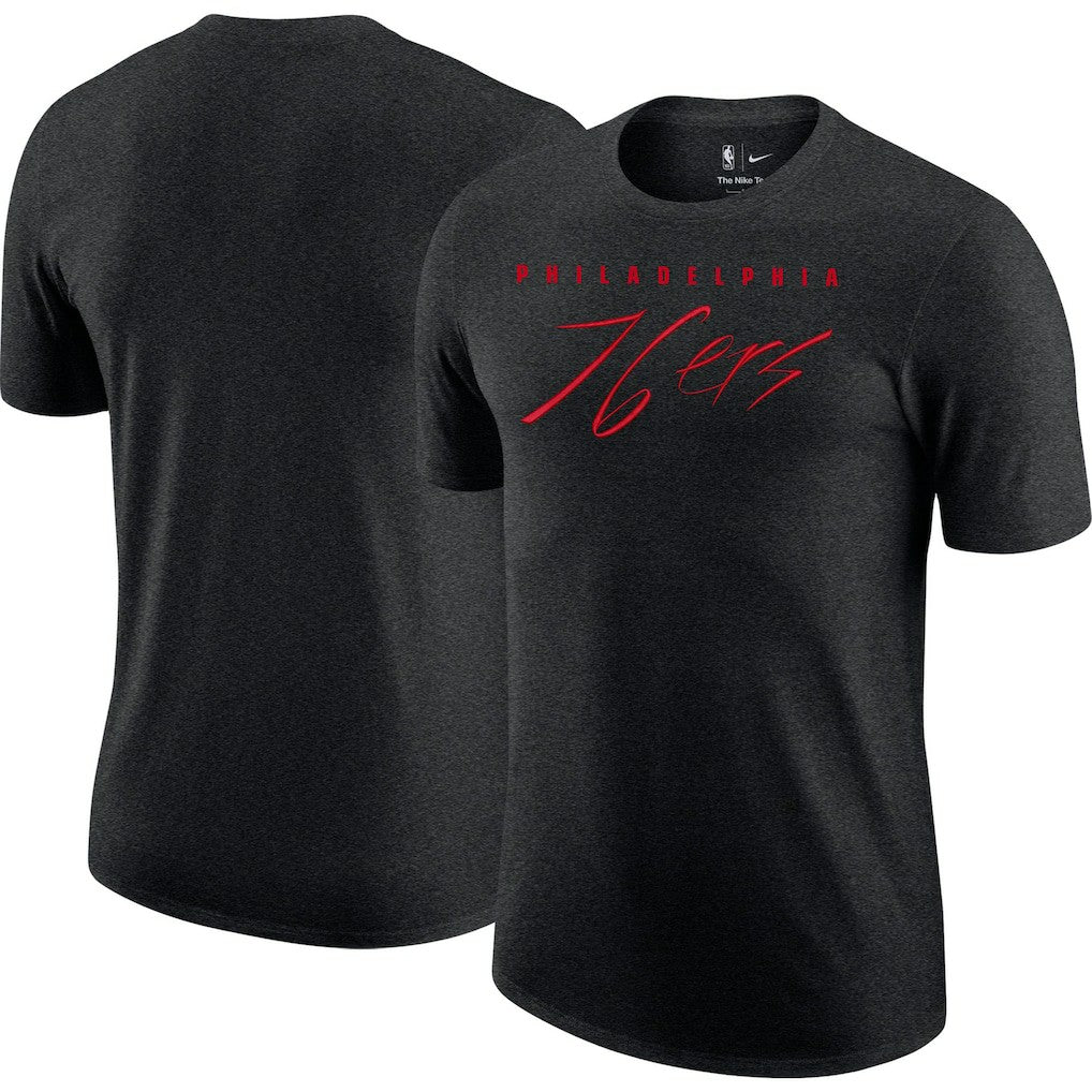 Philadelphia 76ers Courtside Versus Flight Max90 T-Shirt Heather Black | Nike Near Me