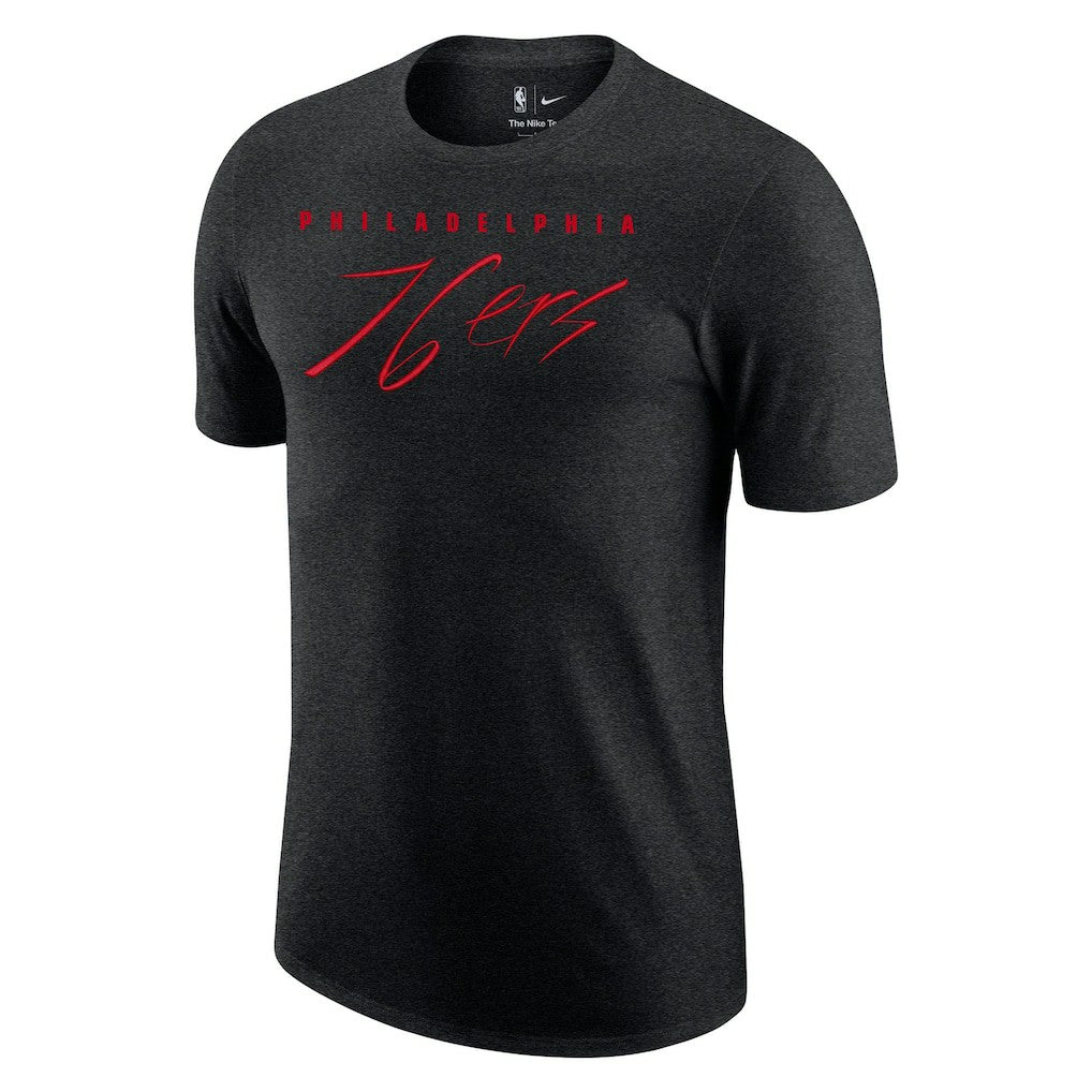 Philadelphia 76ers Courtside Versus Flight Max90 T-Shirt Heather Black | Nike Near Me