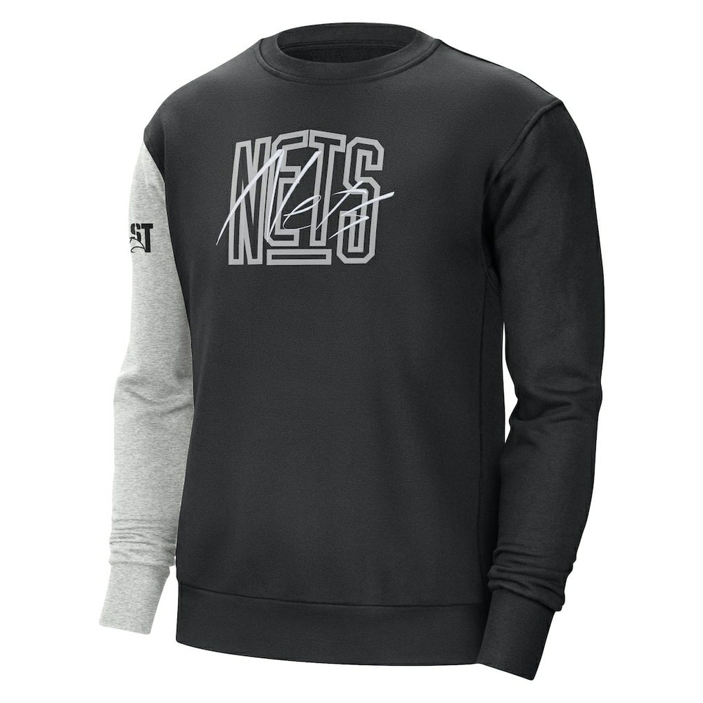 Brooklyn Nets Courtside Versus Force & Flight Pullover Sweatshirt Black/Heather Gray | Nike for sale