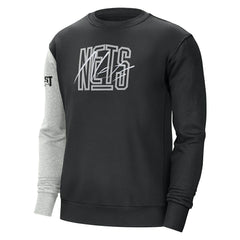 Brooklyn Nets Courtside Versus Force & Flight Pullover Sweatshirt Black/Heather Gray | Nike for sale