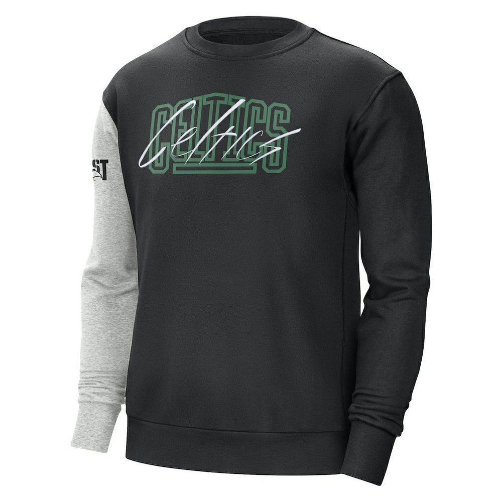 Boston Celtics Courtside Versus Force & Flight Pullover Sweatshirt Black/Heather Gray | Nike for sale