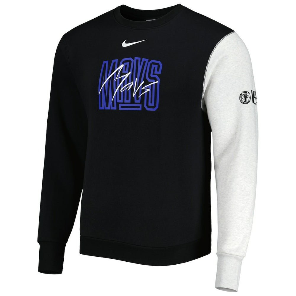 Dallas Mavericks Courtside Versus Force & Flight Pullover Sweatshirt for sale Black/Heather Gray | Nike