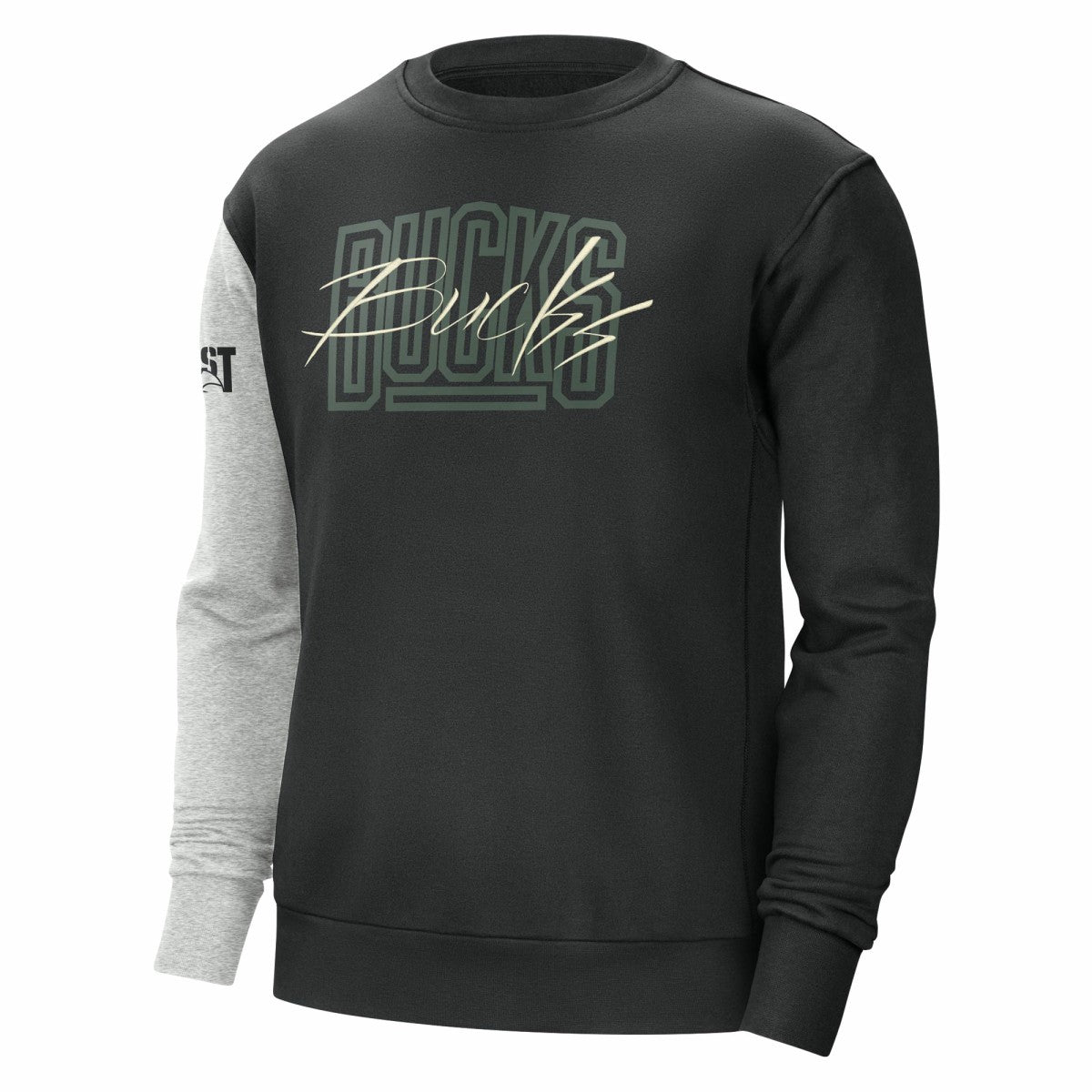 Milwaukee Bucks Courtside Versus Force & Flight Pullover Sweatshirt Black/Heather Gray | Nike