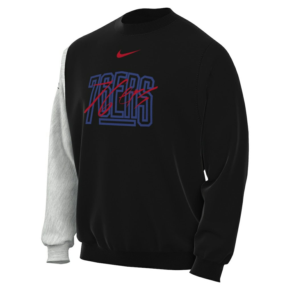 Philadelphia 76ers Courtside Versus Force & Flight Pullover Sweatshirt Black/Heather Gray | Nike US