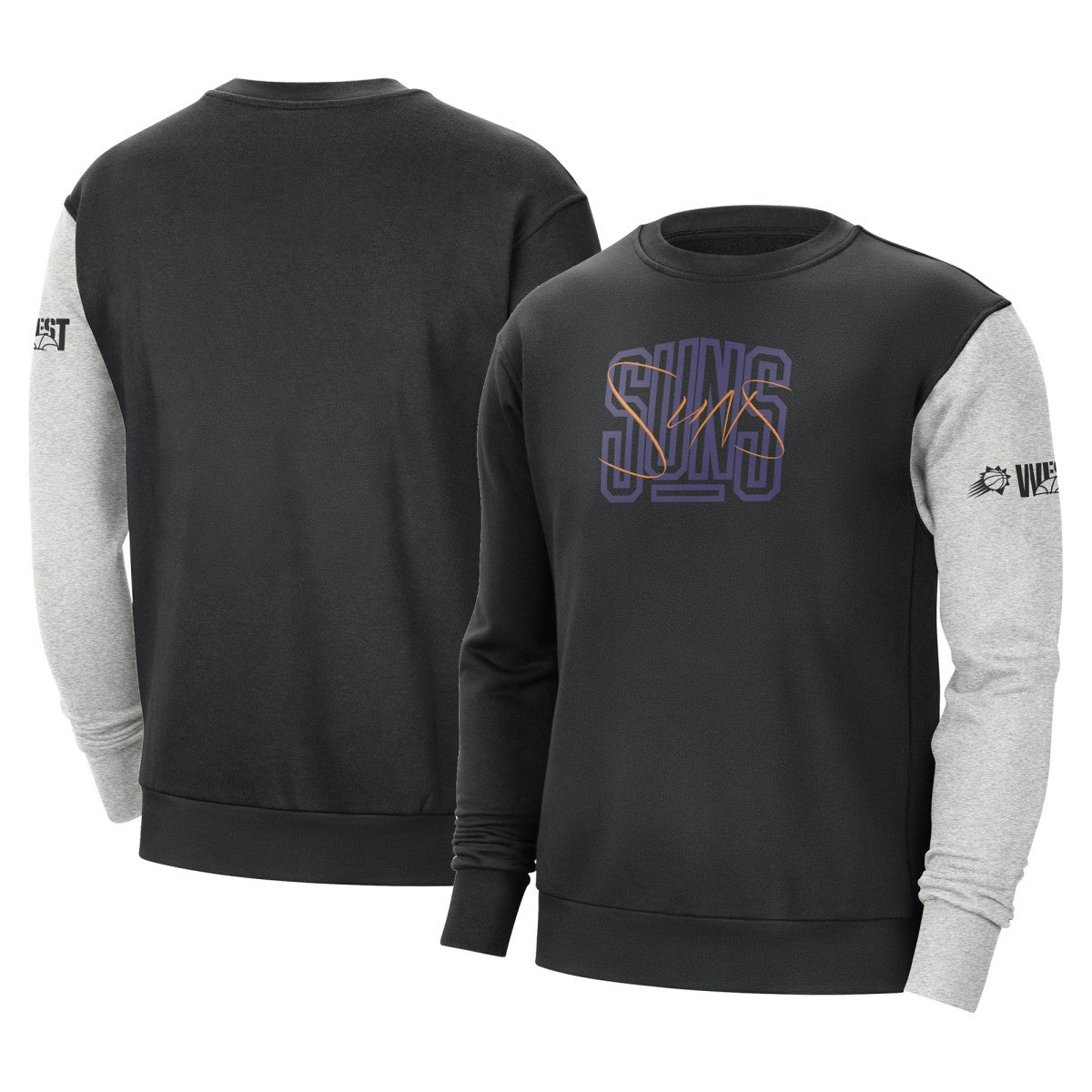 Phoenix Suns Courtside Versus Force & Flight Pullover Sweatshirt Black/Heather Gray | Nike US