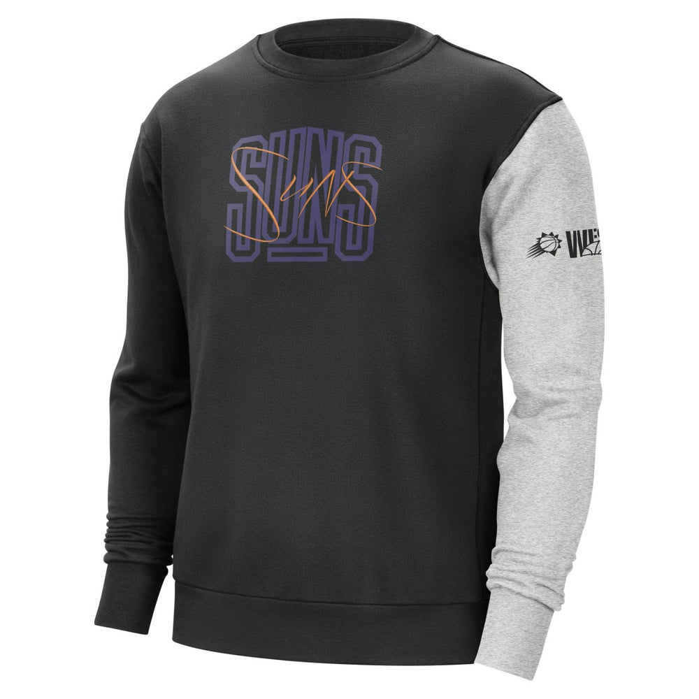 Phoenix Suns Courtside Versus Force & Flight Pullover Sweatshirt Black/Heather Gray | Nike US