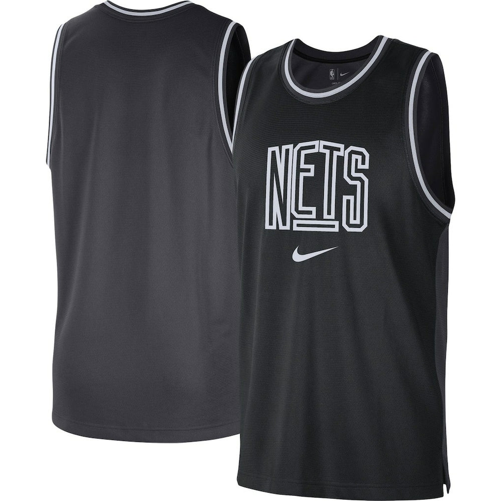 Brooklyn Nets Courtside Versus Force Split DNA Performance Mesh Tank Top Black/Anthracite | Nike for sale