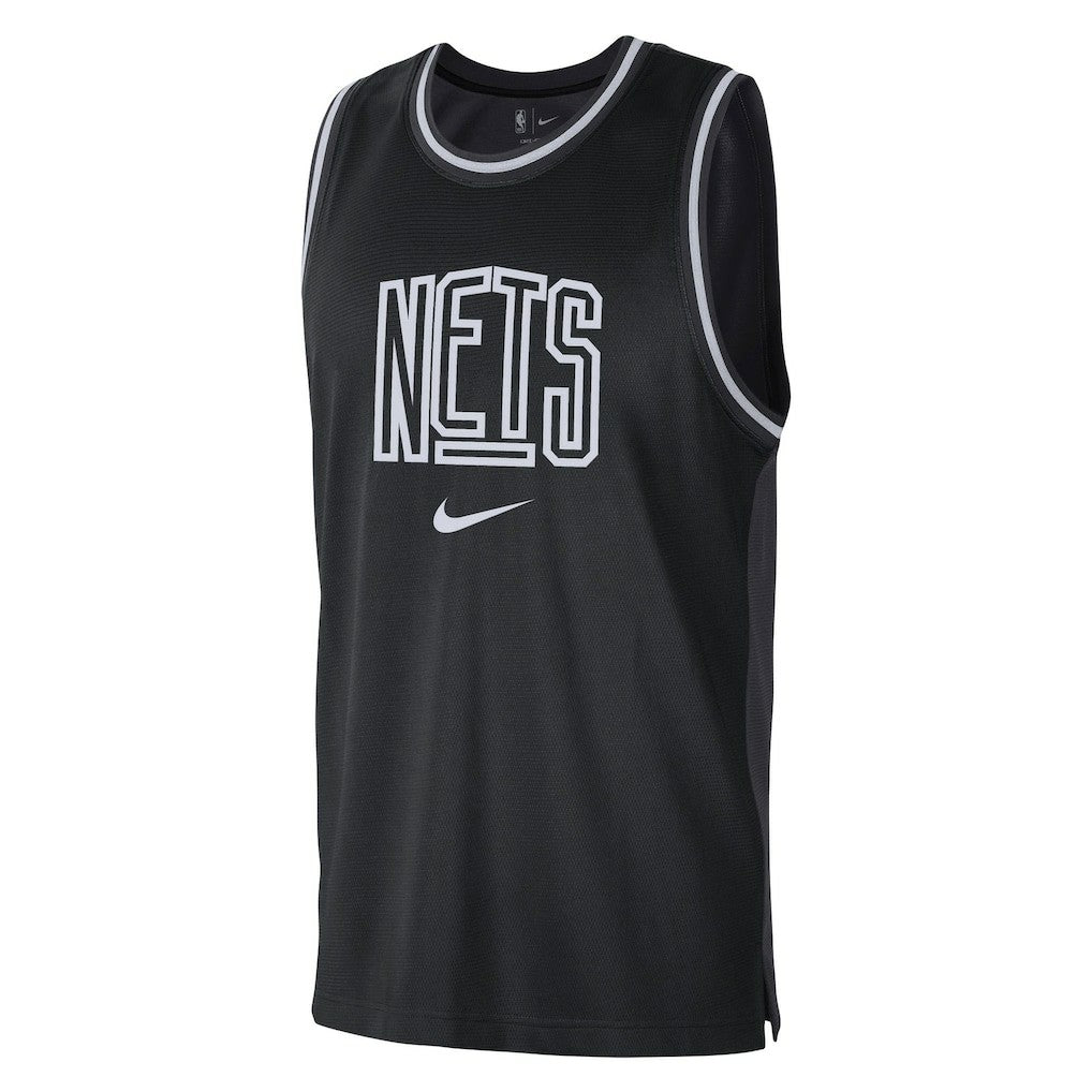 Brooklyn Nets Courtside Versus Force Split DNA Performance Mesh Tank Top Black/Anthracite | Nike for sale