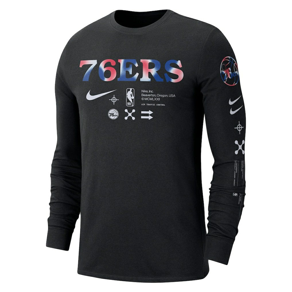 Philadelphia 76ers Essential Air Traffic Control Long Sleeve T-Shirt Black | Nike outlet