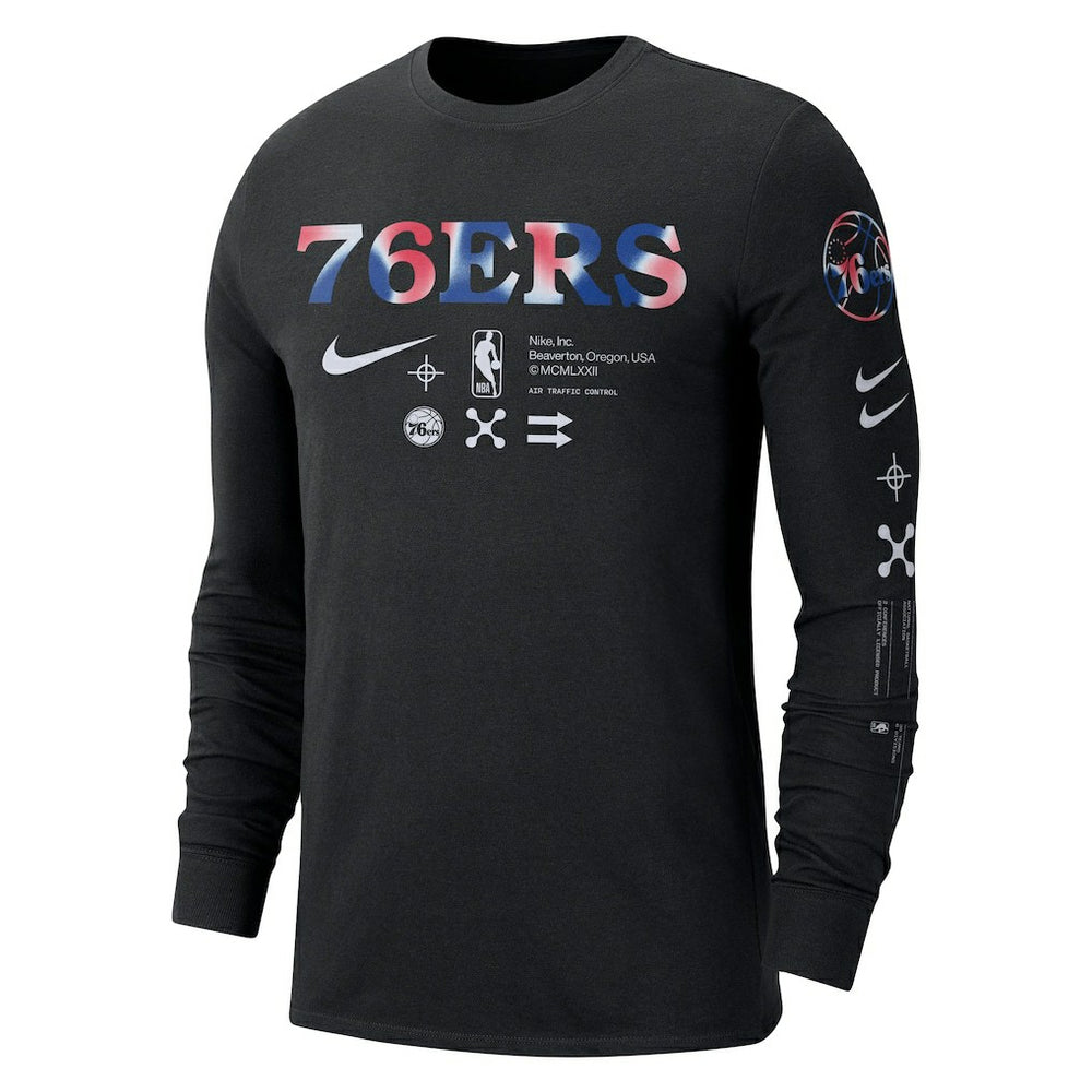 Philadelphia 76ers Essential Air Traffic Control Long Sleeve T-Shirt Black | Nike outlet