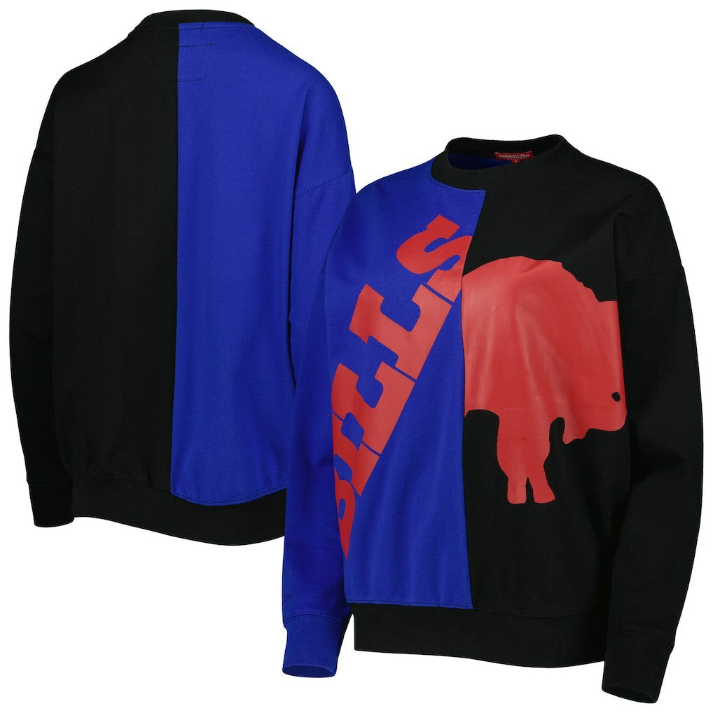 Mitchell & Ness Buffalo Bills Women's Big Face Pullover Sweatshirt Royal/Black