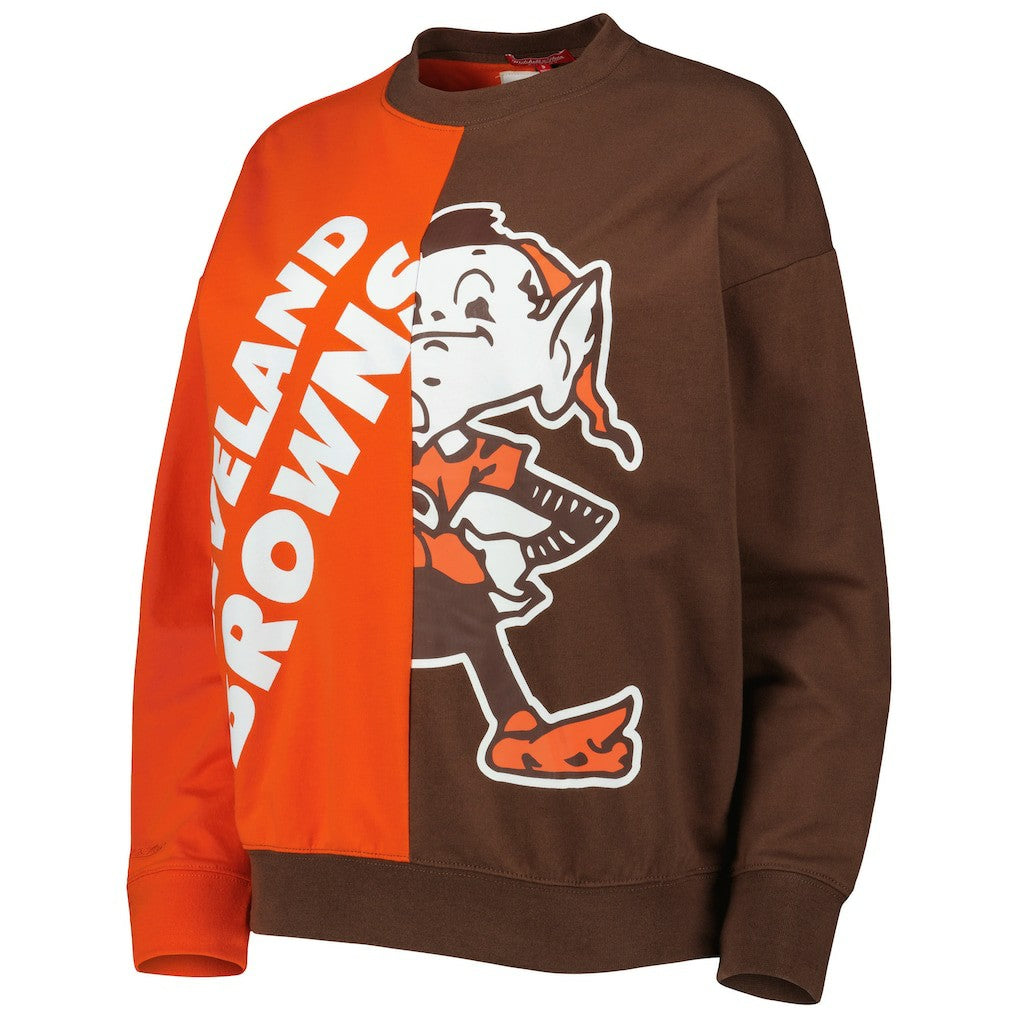 Mitchell & Ness Cleveland Browns Women's Big Face Pullover Sweatshirt Orange/Brown