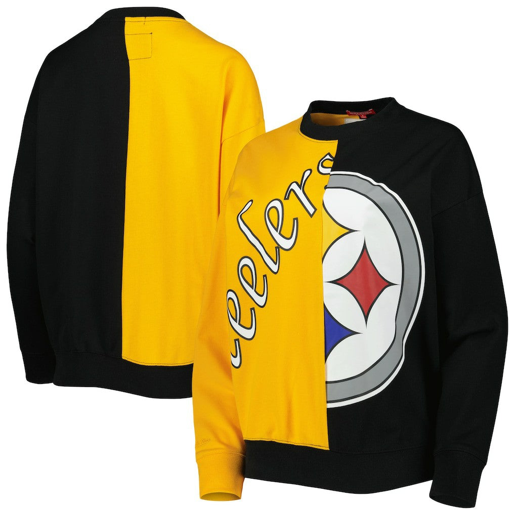Mitchell & Ness Pittsburgh Steelers Women's Big Face Pullover Sweatshirt Black/Gold