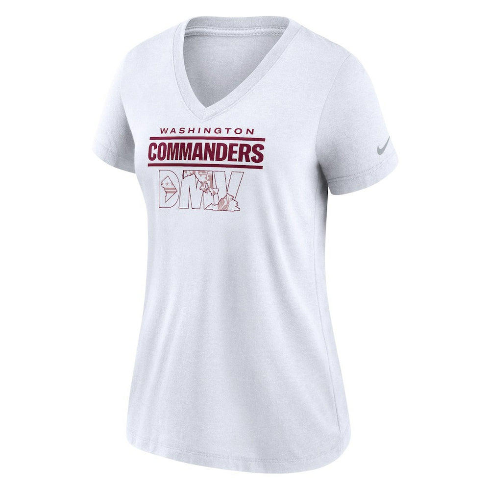 Nike Washington Commanders Women's Hometown Collection Tri-Blend V-Neck T-Shirt White