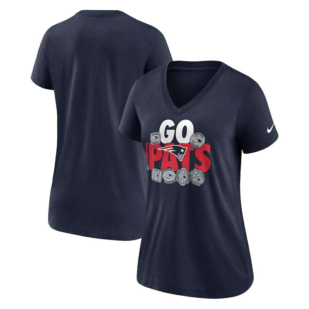 Nike New England Patriots Women's Hometown Collection Tri-Blend V-Neck T-Shirt Navy
