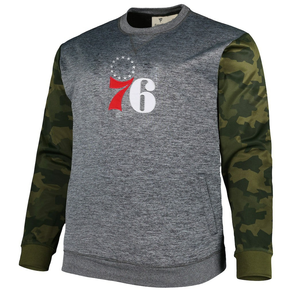 Philadelphia 76ers Big & Tall Camo Stitched Sweatshirt Heather Charcoal | Fanatics outlet