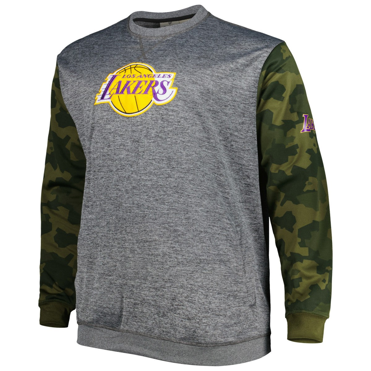 Los Angeles Lakers Big & Tall Camo Stitched Sweatshirt Heather Charcoal | Fanatics Lifestyle
