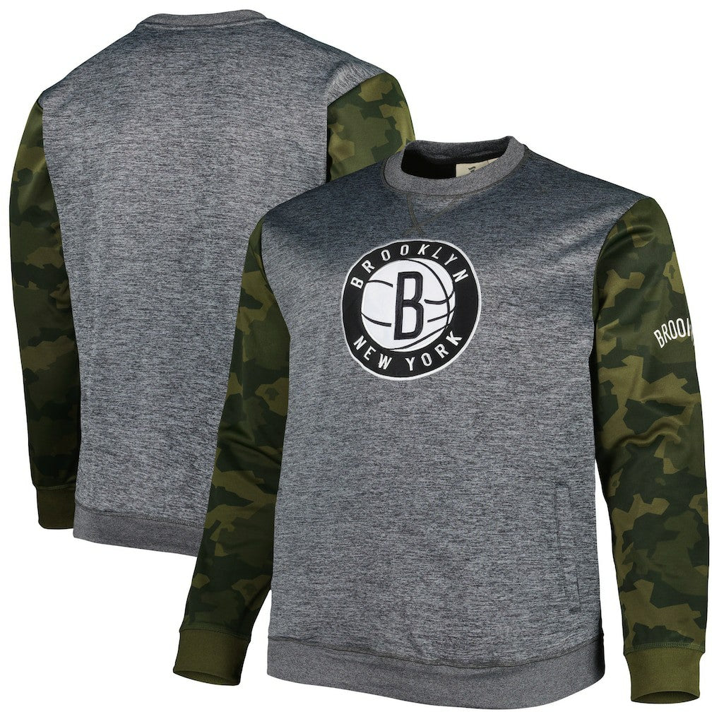 Brooklyn Nets Big & Tall Camo Stitched Sweatshirt Heather Charcoal | Fanatics discount