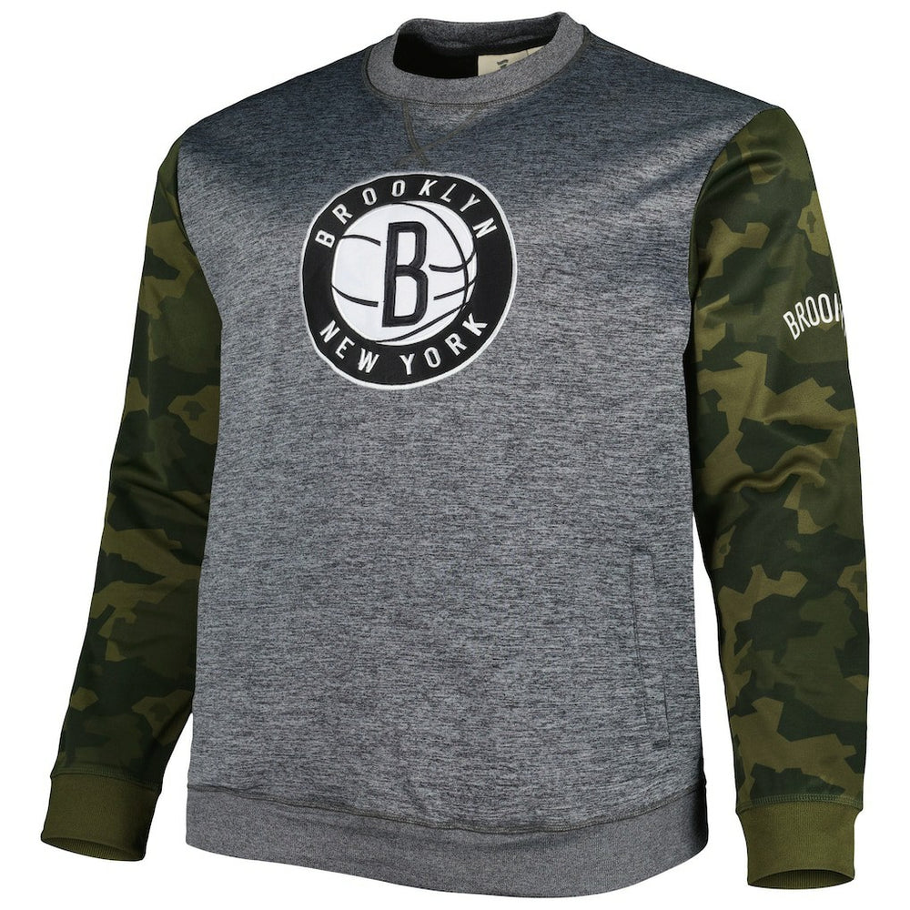 Brooklyn Nets Big & Tall Camo Stitched Sweatshirt Heather Charcoal | Fanatics discount