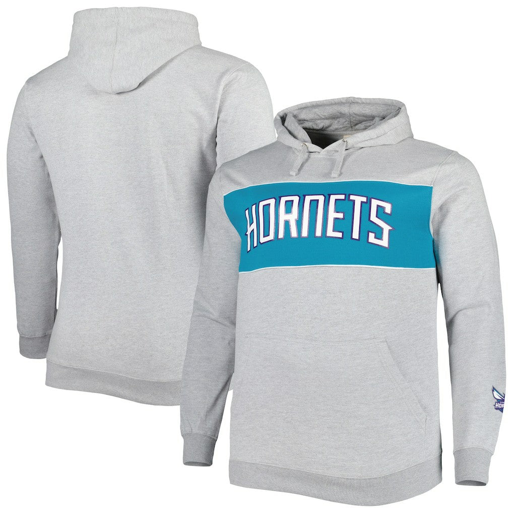 Charlotte Hornets Big & Tall Wordmark Pullover Hoodie Heather Gray | Fanatics