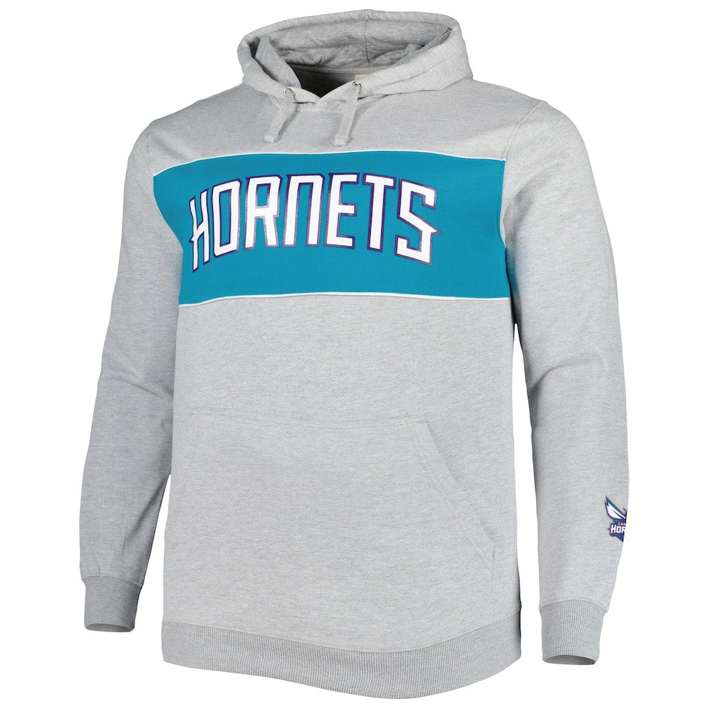 Charlotte Hornets Big & Tall Wordmark Pullover Hoodie Heather Gray | Fanatics