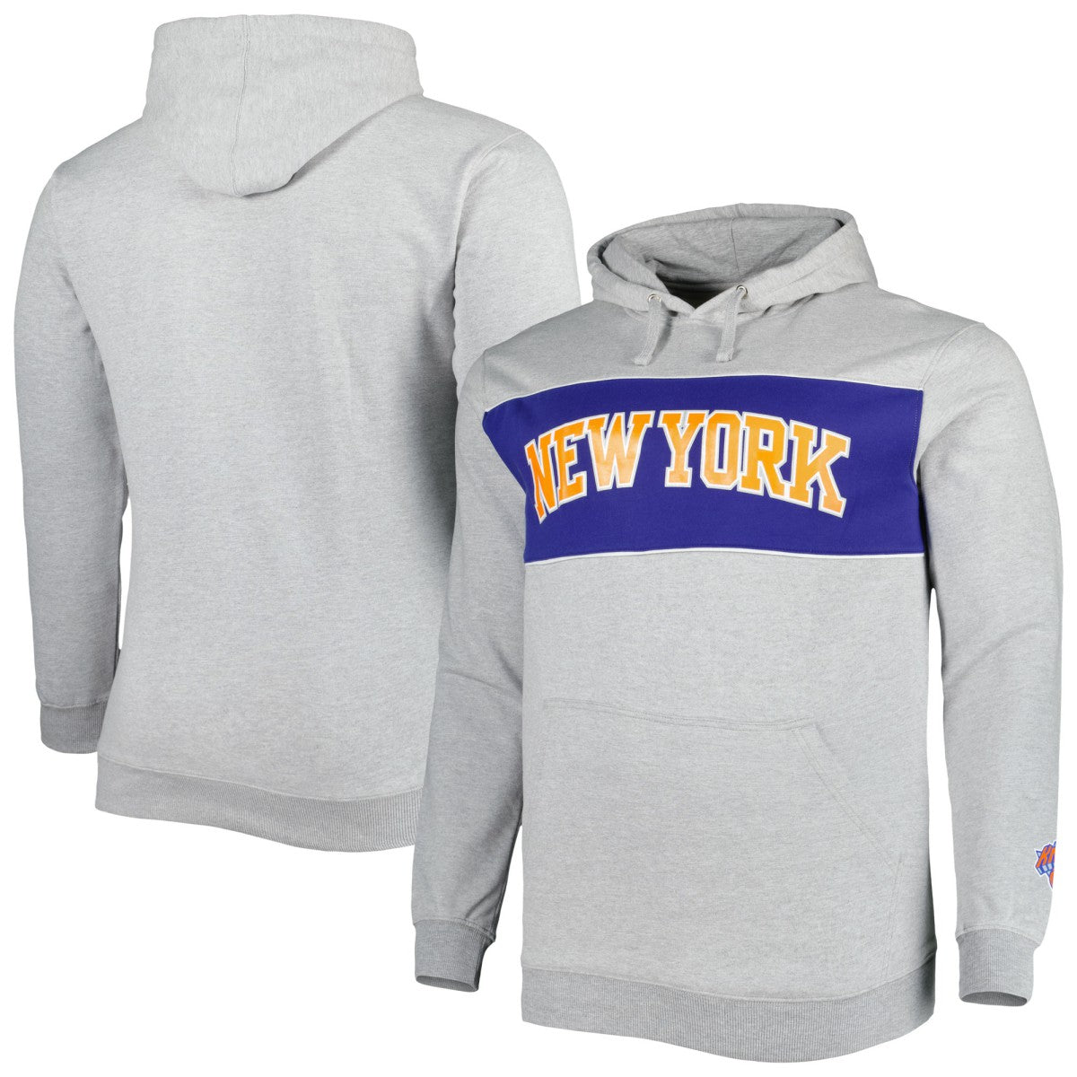 New York Knicks Big & Tall Wordmark Pullover Hoodie Heather Gray | Fanatics Lifestyle