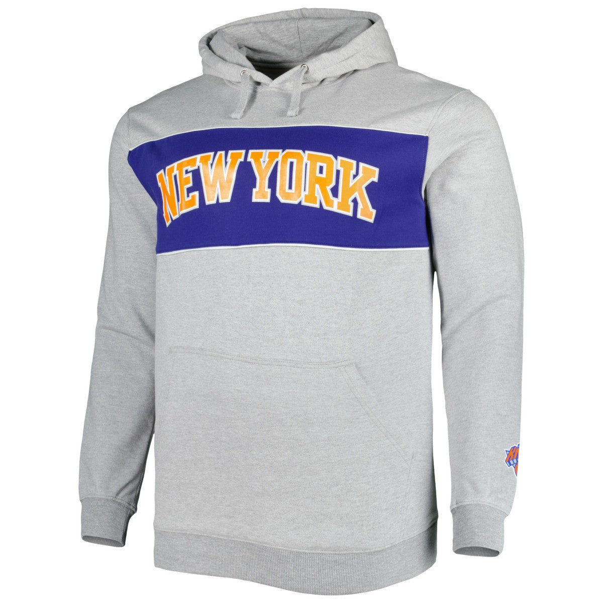 New York Knicks Big & Tall Wordmark Pullover Hoodie Heather Gray | Fanatics Lifestyle