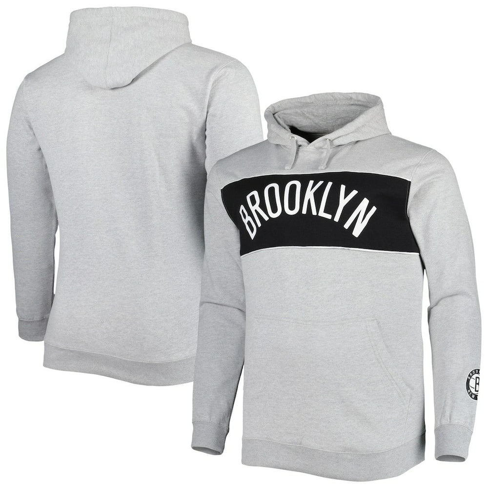 Brooklyn Nets Big & Tall Wordmark Pullover Hoodie Heather Gray | Fanatics