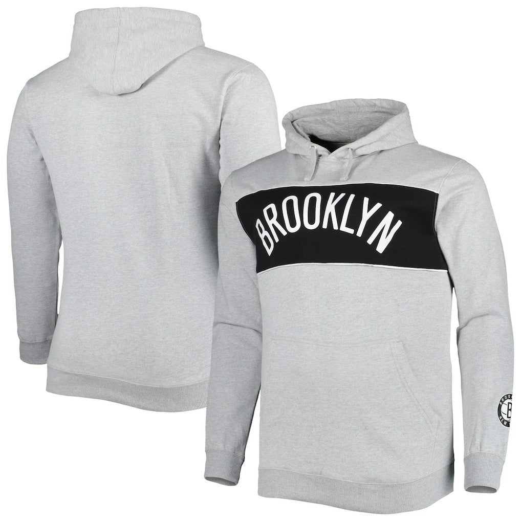 Brooklyn Nets Big & Tall Wordmark Pullover Hoodie Heather Gray | Fanatics