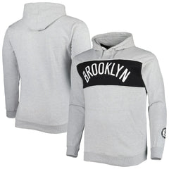 Brooklyn Nets Big & Tall Wordmark Pullover Hoodie Heather Gray | Fanatics