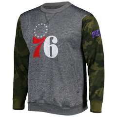 Philadelphia 76ers Camo Stitched Sweatshirt Heather Charcoal | Fanatics for sale