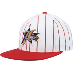 Philadelphia 76ers Hardwood Classics Pinstripe Snapback Hat White | Mitchell & Ness US