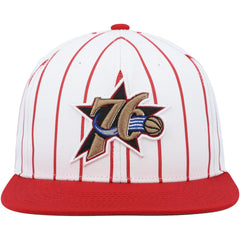 Philadelphia 76ers Hardwood Classics Pinstripe Snapback Hat White | Mitchell & Ness US