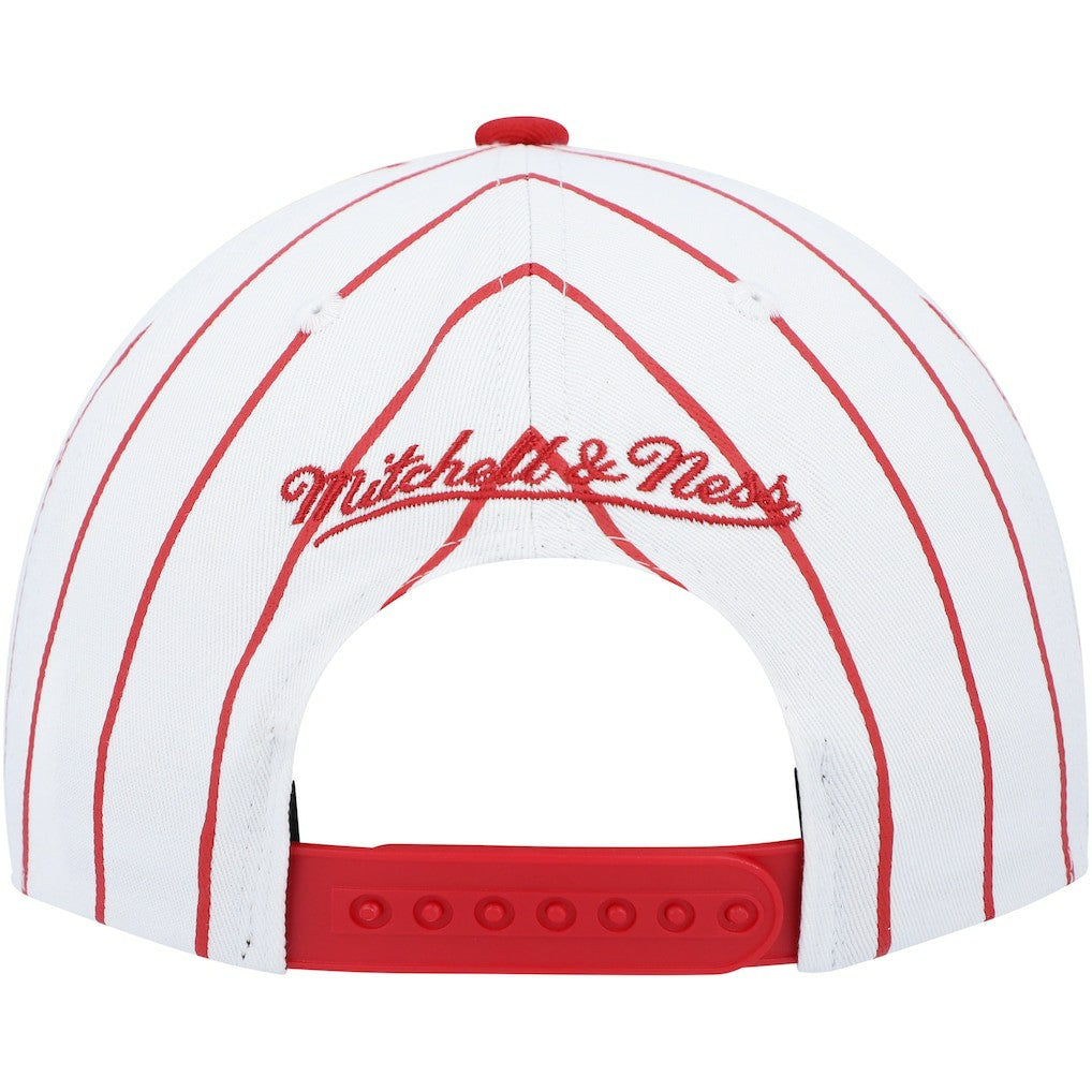 Philadelphia 76ers Hardwood Classics Pinstripe Snapback Hat White | Mitchell & Ness US