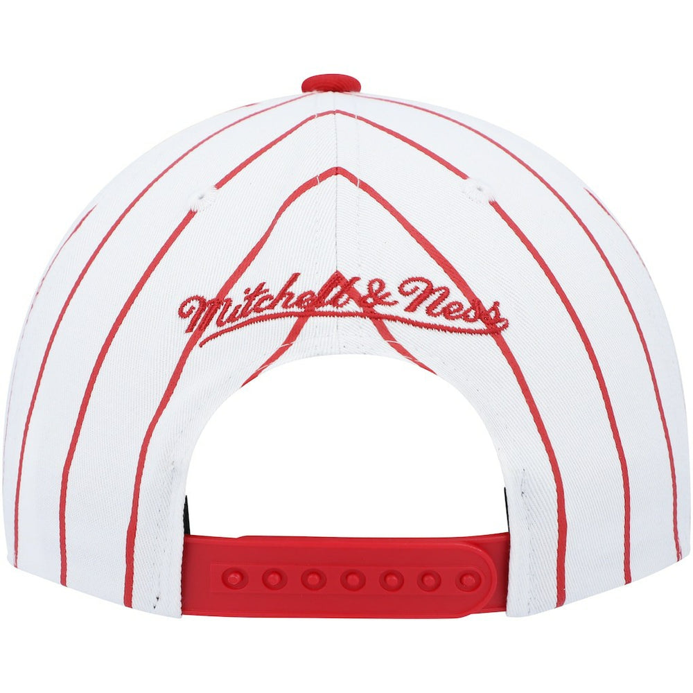 Philadelphia 76ers Hardwood Classics Pinstripe Snapback Hat White | Mitchell & Ness US