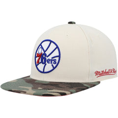 Philadelphia 76ers Hardwood Classics 1976 NBA All-Star Game Off White Camo Fitted Hat Cream/Camo | Mitchell & Ness Near Me