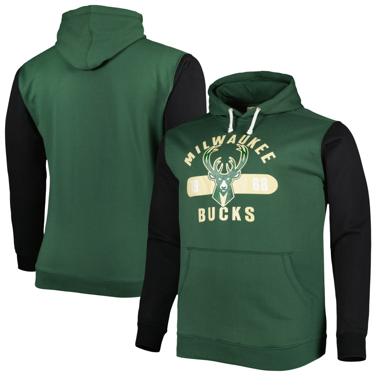 Milwaukee Bucks Big & Tall Bold Attack Pullover Hoodie Hunter Green/Black | Fanatics Near Me