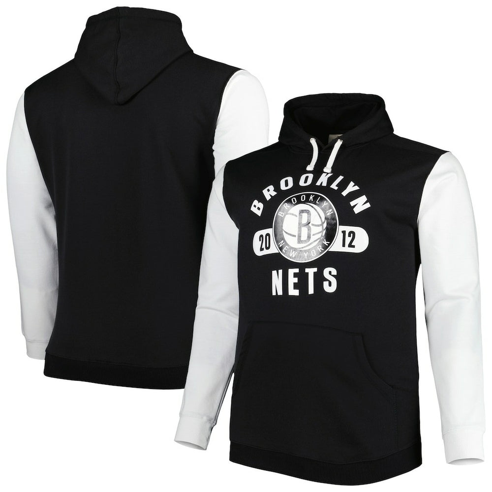 Brooklyn Nets Big & Tall Bold Attack Pullover Hoodie Black/White | Fanatics outlet