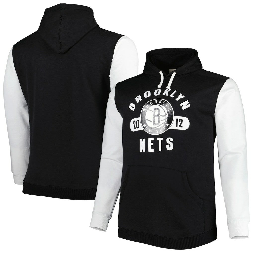 Brooklyn Nets Big & Tall Bold Attack Pullover Hoodie Black/White | Fanatics outlet