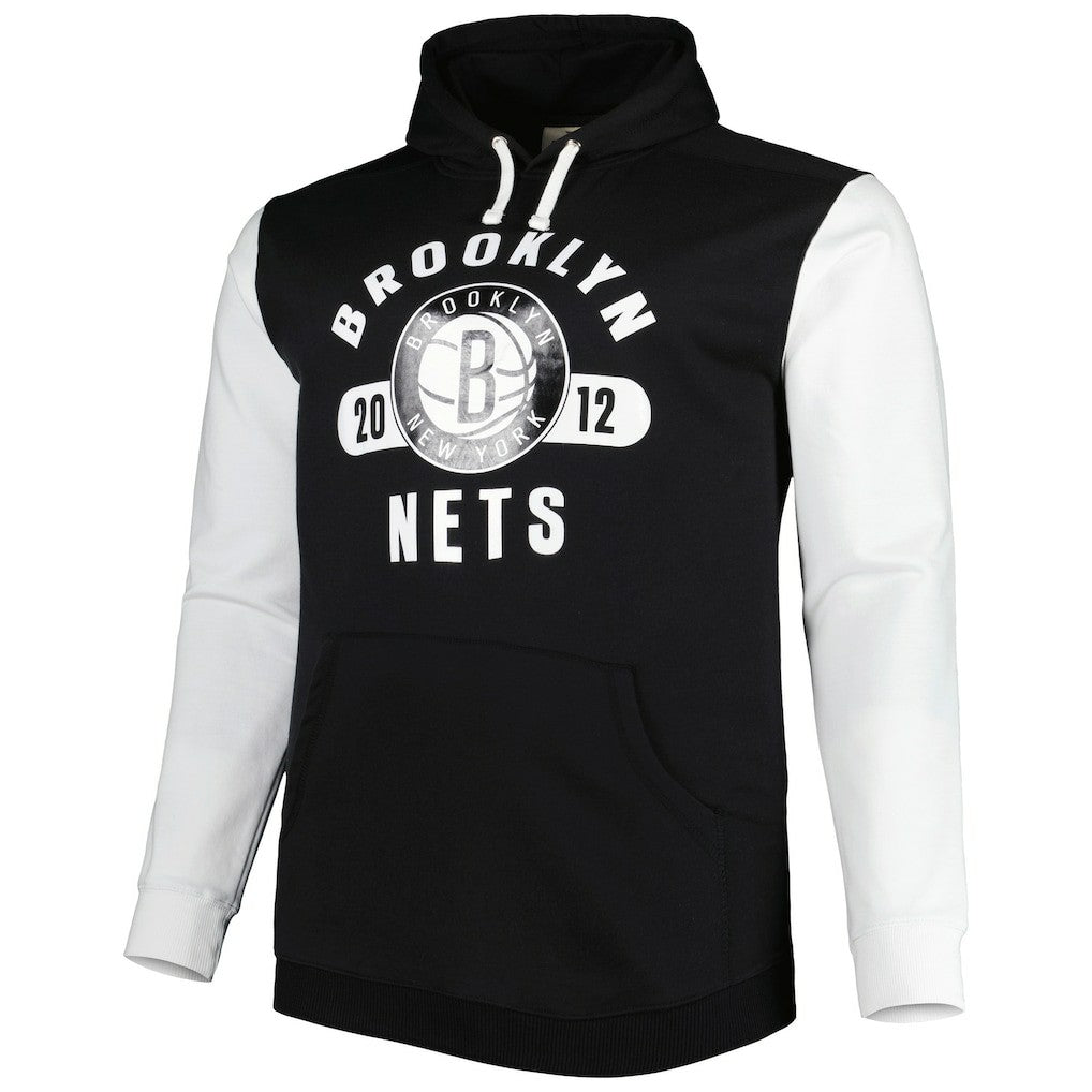 Brooklyn Nets Big & Tall Bold Attack Pullover Hoodie Black/White | Fanatics outlet