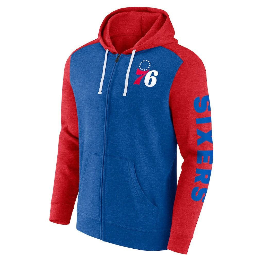 Philadelphia 76ers Big & Tall Down and Distance Full-Zip Hoodie Royal/Red | Fanatics outlet