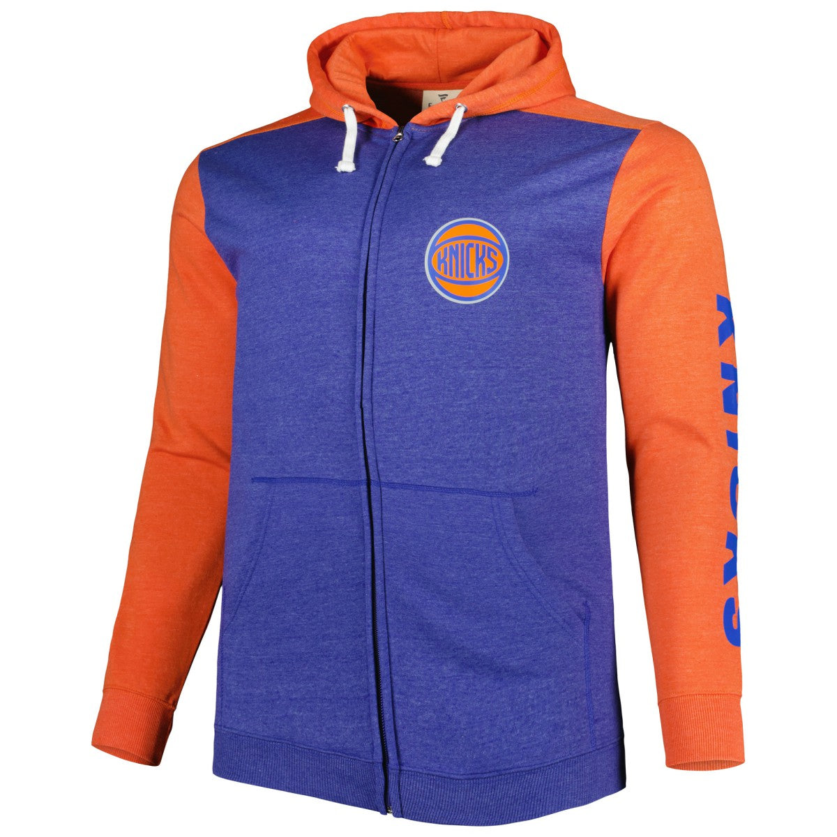 New York Knicks Big & Tall Down and Distance Full-Zip Hoodie Heathered Blue/Heathered Orange | Fanatics online