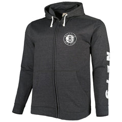 Brooklyn Nets Big & Tall Down and Distance Full-Zip Hoodie Heathered Black | Fanatics US