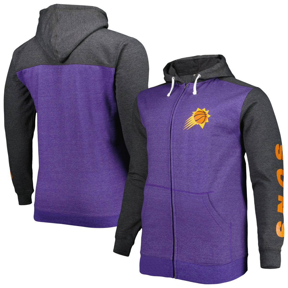 Phoenix Suns Big & Tall Down and Distance Full-Zip Hoodie Purple/Heathered Black | Fanatics online