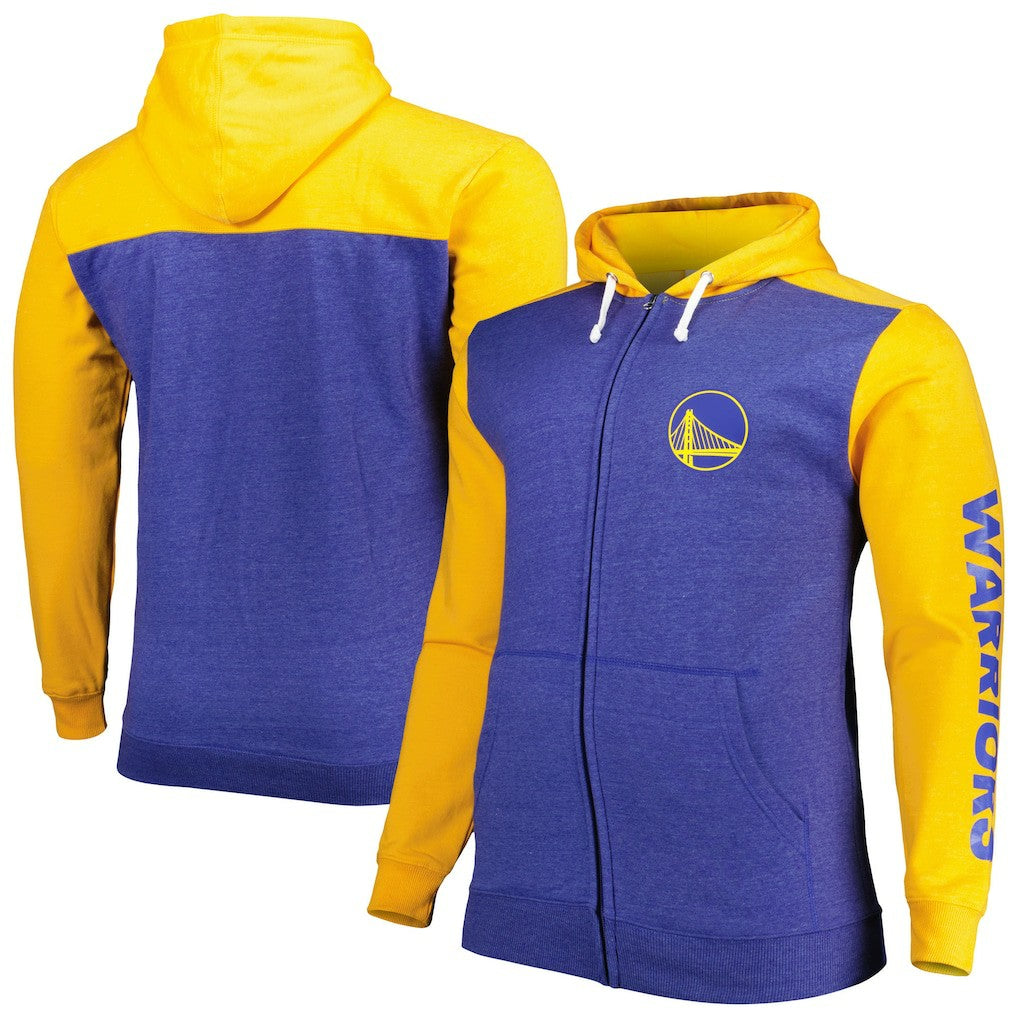 Golden State Warriors Big & Tall Down and Distance Full-Zip Hoodie for sale Royal/Gold | Fanatics discount