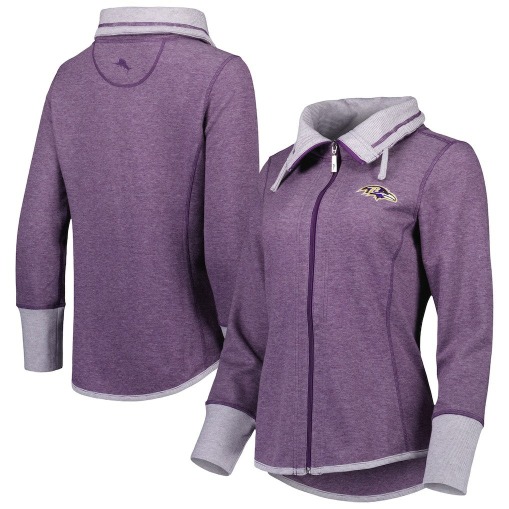 Baltimore Ravens Women's Sport Sun Fade Full-Zip Sweatshirt Heathered Purple